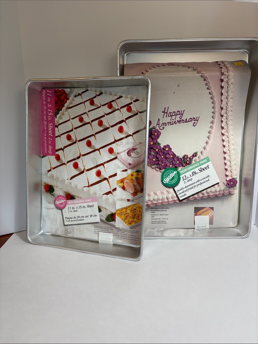 Wilton Silver Sheet Cake Pans with Decorative Inserts - Silver